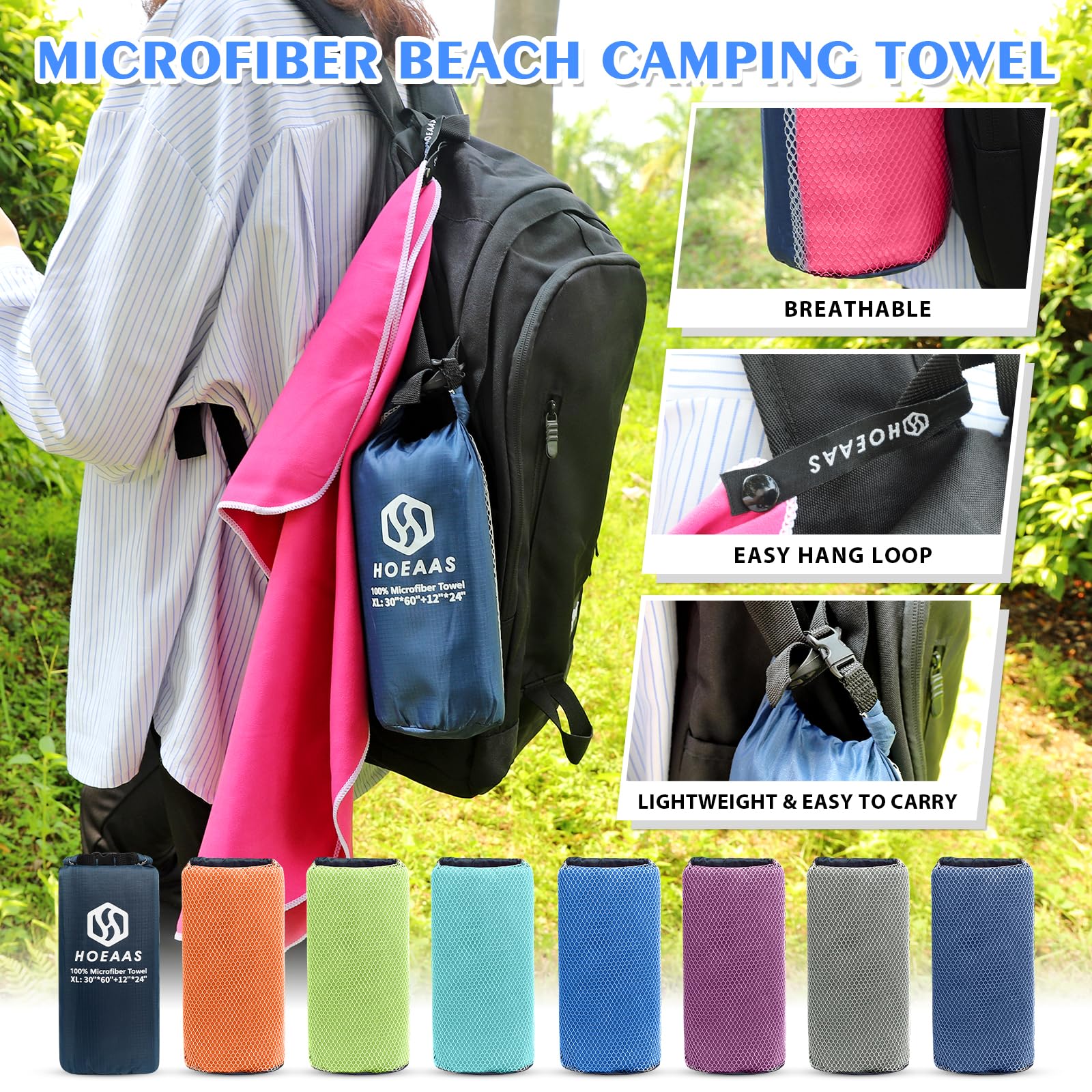 Amazon.co.jp: HOEAAS マイクロファイバースポーツトラベルタオル